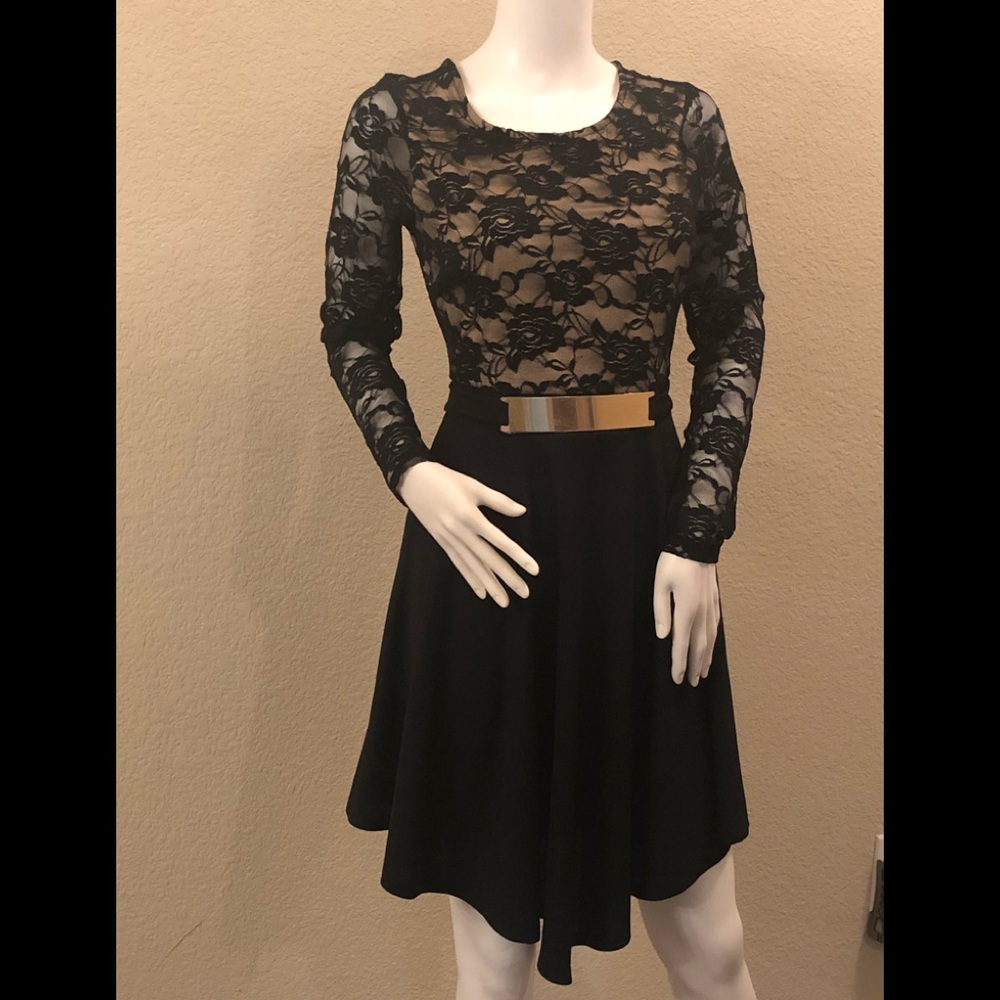 NWOT Black Upper Lace Dress - Size S